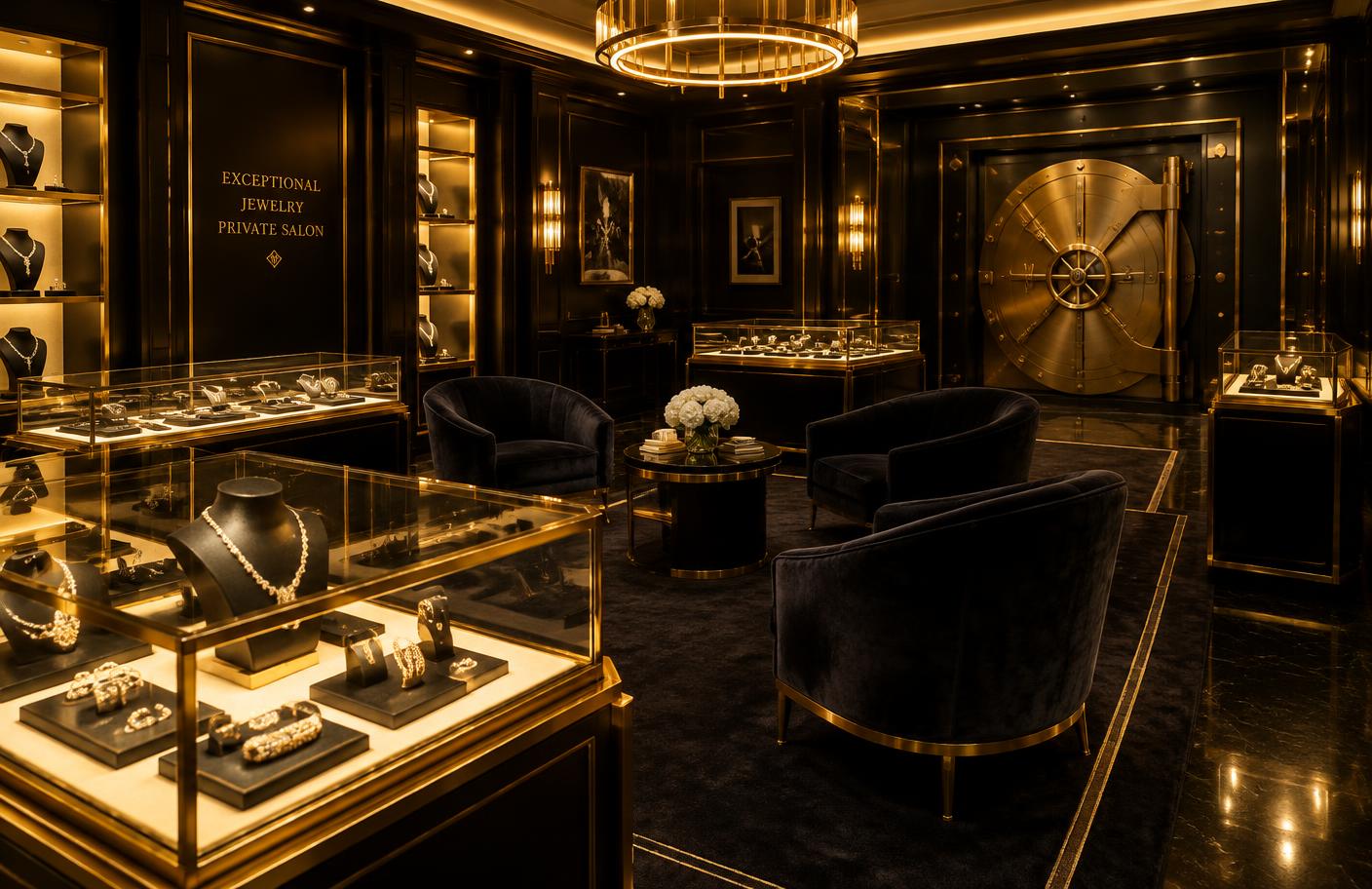 Private jewelry salon with vault door